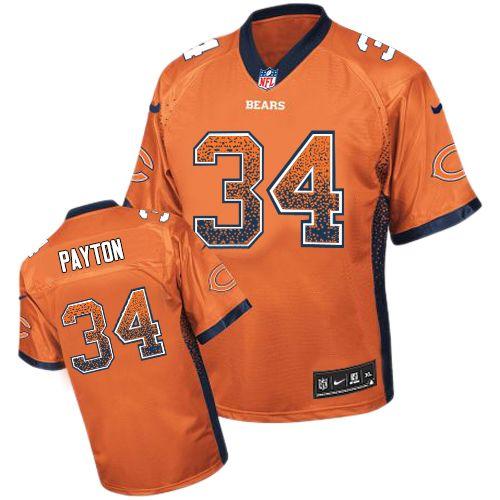 Nike Chicago Bears 34 Walter Payton Orange Drift Fashion Elite NFL Jerseys Cheap