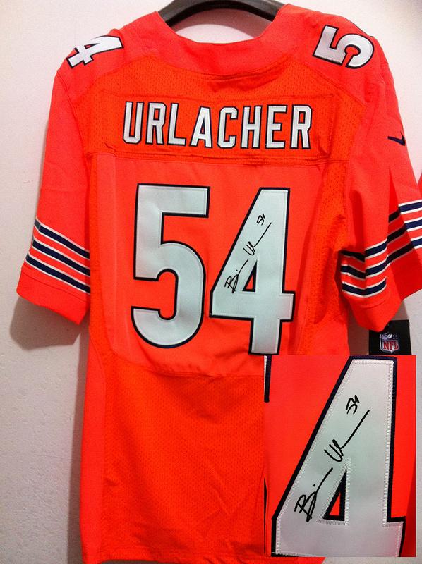Nike Chicago Bears 54 Brian Urlacher Orange Signed Elite NFL Jerseys Cheap