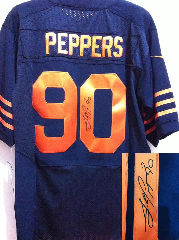 Nike Chicago Bears 90 Julius Peppers Blue Signed Elite NFL Jerseys Orange Number Cheap