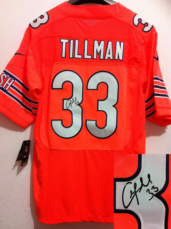 Nike Chicago Bears 33 Charles Tillman Orange Signed Elite NFL Jerseys Cheap
