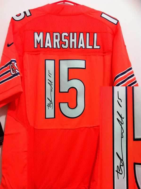 Nike Chicago Bears #15 Brandon Marshall Orange Signed Elite NFL Jerseys Cheap