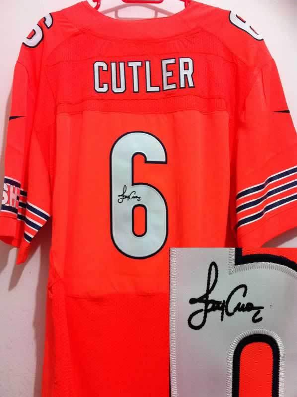 Nike Chicago Bears 6# Jay Cutler Orange Signed Elite NFL Jerseys Cheap