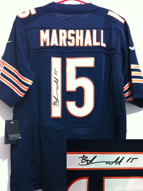 Nike Chicago Bears #15 Brandon Marshall Blue Signed Elite NFL Jerseys Cheap