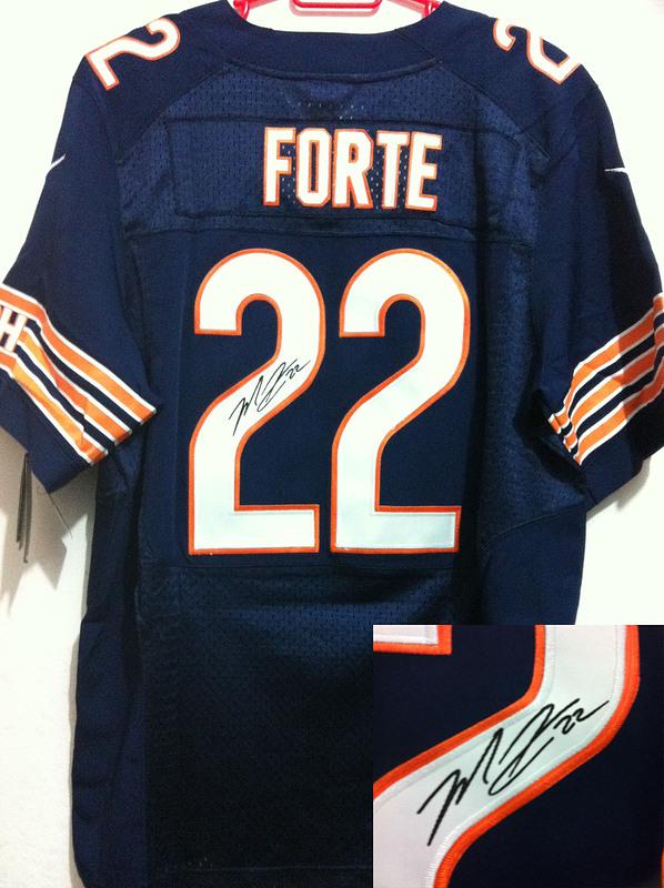Nike Chicago Bears 22# Matt Forte Blue Signed Elite NFL Jerseys Cheap