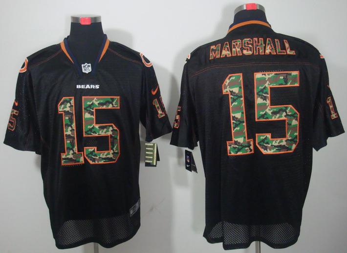Nike Chicago Bears #15 Brandon Marshall Black Camo Fashion Elite NFL Jerseys Camo Number Cheap