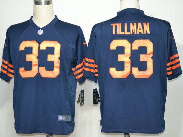 Nike Chicago Bears 33 Tillman Blue Game NFL Jerseys Orange Number Cheap