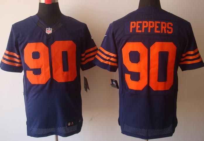 Nike Chicago Bears 90 Julius Peppers Blue Elite NFL Jerseys Orange Number Cheap