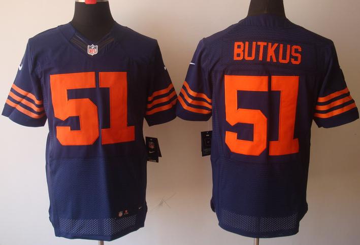 Nike Chicago Bears 51# Dick Butkus Blue Elite NFL Jerseys Orange Number Cheap