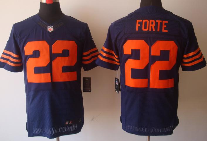 Nike Chicago Bears 22# Matt Forte Blue Elite NFL Jerseys Orange Number Cheap