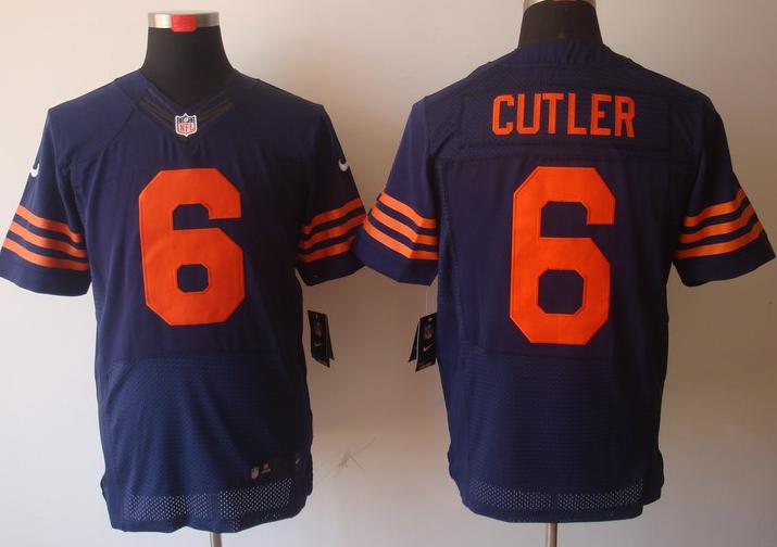 Nike Chicago Bears 6# Jay Cutler Blue Elite NFL Jerseys Orange Number Cheap