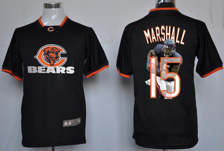 Nike Chicago Bears #15 Marshall Black All-Star Fashion NFL Jerseys Cheap