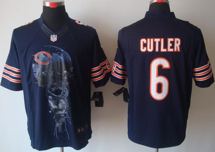 Nike Chicago Bears 6# Jay Cutler Blue Helmet Tri-Blend Limited NFL Jersey Cheap