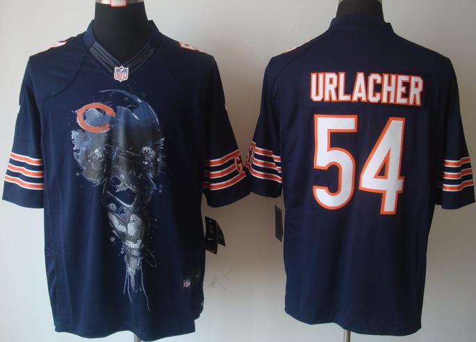 Nike Chicago Bears 54 Brian Urlacher Blue Helmet Tri-Blend Limited NFL Jersey Cheap