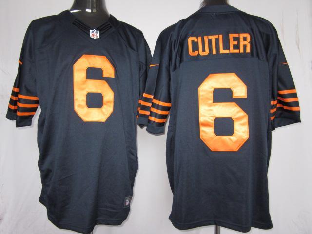 Nike Chicago Bears 6# Jay Cutler Dark Blue Yellow Number Game LIMITED NFL Jerseys Cheap