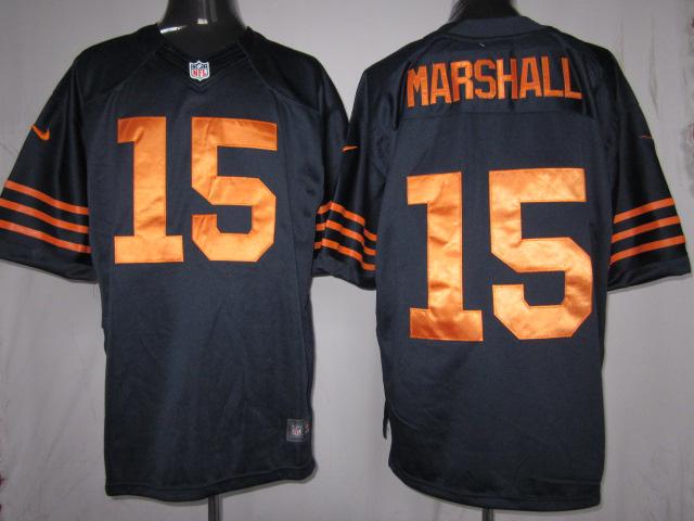 Nike Chicago Bears #15 Marshall Dark Blue Yellow Number Game LIMITED NFL Jerseys Cheap