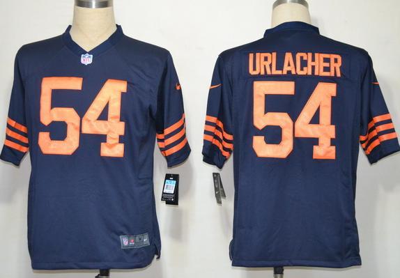 Nike Chicago Bears 54 Brian Urlacher Navy Blue Game NFL Jerseys Orange Number Cheap