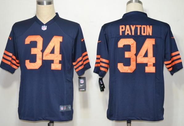 Nike Chicago Bears 34 Walter Payton Navy Blue Game NFL Jerseys Orange Number Cheap