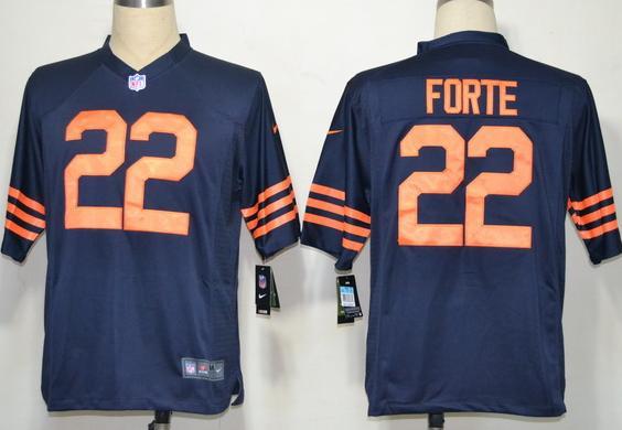 Nike Chicago Bears 22 Matt Forte Navy Blue Game NFL Jerseys Orange Number Cheap