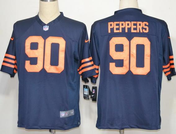 Nike Chicago Bears 90 Julius Peppers Navy Blue Game Throwback NFL Jerseys Orange Number Cheap