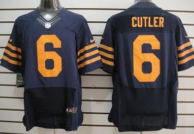 Nike Chicago Bears 6# Jay Cutler Dark Blue Elite Nike NFL Jerseys Yellow Number Cheap