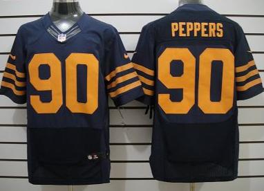 Nike Chicago Bears #90 Peppers Dark Blue Elite Nike NFL Jerseys Yellow Number Cheap