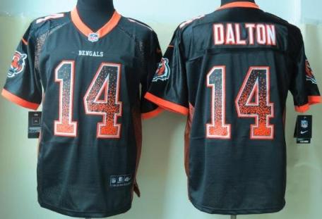 Nike Cincinnati Bengals 14 Andy Dalton Drift Fashion Elite Black NFL Jerseys Cheap