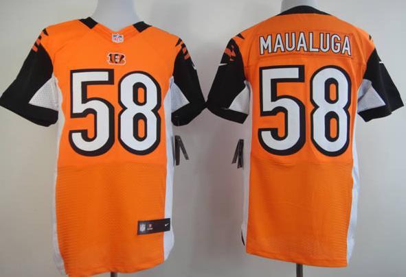 Nike Cincinnati Bengals 58# Rey Maualuga Orange Elite NFL Jerseys Cheap