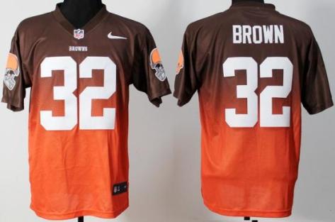 Nike Cleveland Browns 32 Jim Brown Drift Fashion II Elite Brown Orange NFL Jerseys Cheap