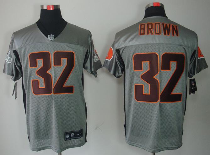 Nike Cleveland Browns 32 Jim Brown Grey Shadow NFL Jerseys Cheap