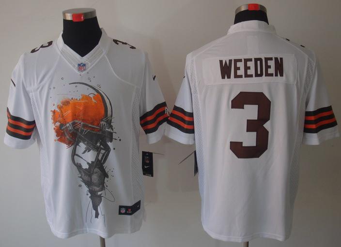 Nike Cleveland Browns 3# Brandon Weeden White Helmet Tri-Blend Limited NFL Jersey Cheap