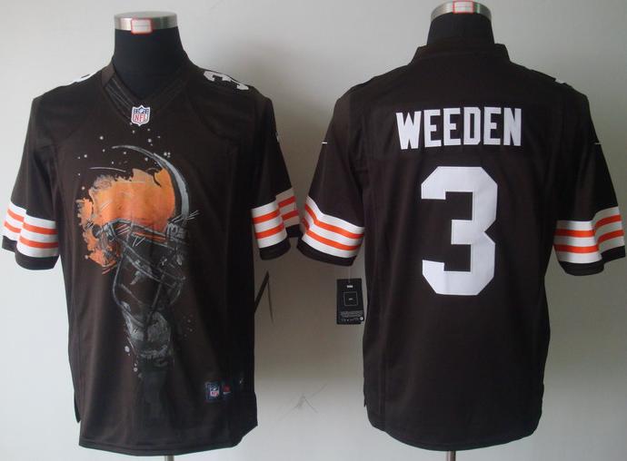 Nike Cleveland Browns 3# Brandon Weeden Brown Helmet Tri-Blend Limited NFL Jersey Cheap