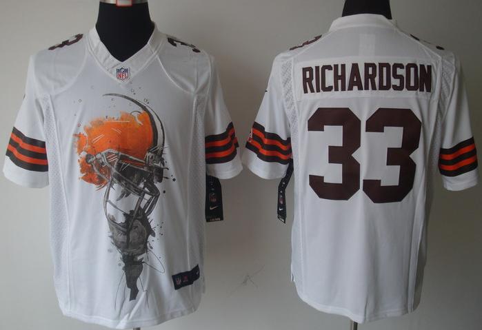 Nike Cleveland Browns 33# Trent Richardson White Helmet Tri-Blend Limited NFL Jersey Cheap
