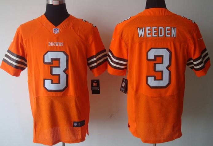 Nike Cleveland Browns 3# Brandon Weeden Orange Elite Nike NFL Jerseys Cheap