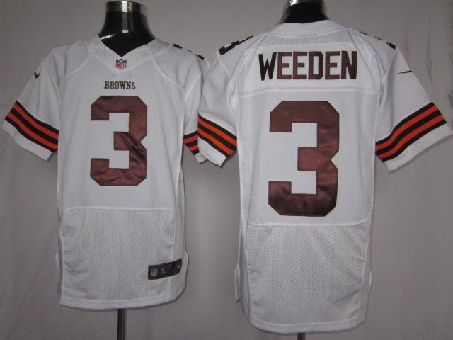 Nike Cleveland Browns 3# Brandon Weeden White Elite Nike NFL Jerseys Cheap