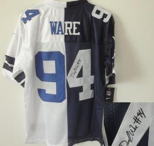 Nike Dallas Cowboys 94 DeMarcus Ware Blue White Split Elite Signed NFL Jerseys Cheap