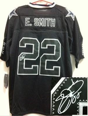 Nike Dallas Cowboys 22 Emmitt Smith Elite Light Out Black Signed NFL Jerseys Cheap