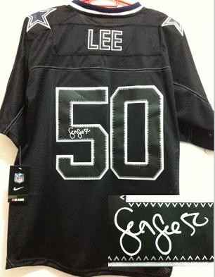 Nike Dallas Cowboys 50 Sean Lee Elite Light Out Black Signed NFL Jerseys Cheap
