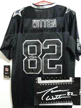 Nike Dallas Cowboys 82 Jason Witten Elite Light Out Black Signed NFL Jerseys Cheap