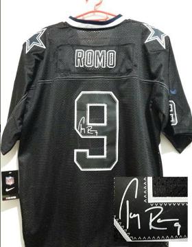 Nike Dallas Cowboys 9 Tony Romo Elite Light Out Black Signed NFL Jerseys Cheap