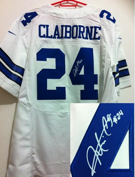 Nike Dallas Cowboys 24 Morris Claiborne White Signed Elite NFL Jerseys Cheap