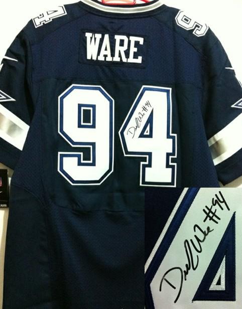 Nike Dallas Cowboys #94 DeMarcus Ware Blue Signed Elite NFL Jerseys Cheap