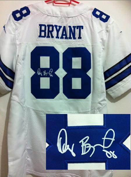 Nike Dallas Cowboys 88 Dez Bryant White Signed Elite NFL Jerseys Cheap