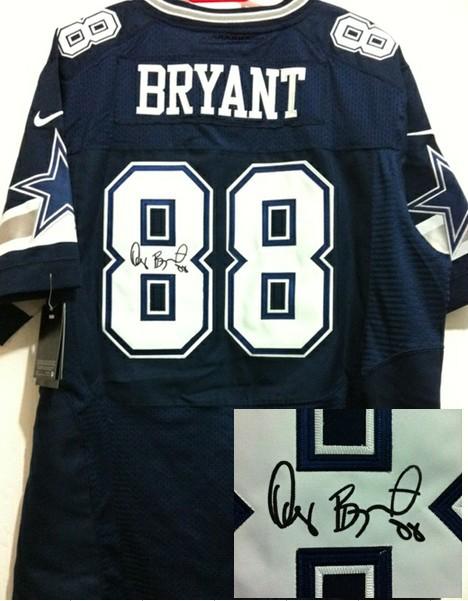 Nike Dallas Cowboys 88 Dez Bryant Blue Signed Elite NFL Jerseys Cheap