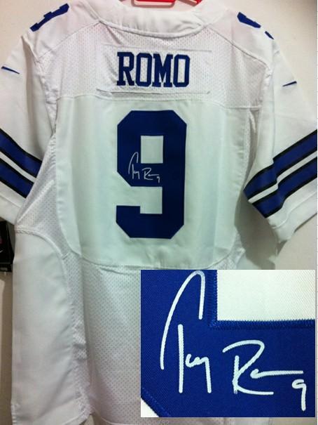 Nike Dallas Cowboys 9 Tony Romo White Signed Elite NFL Jerseys Cheap