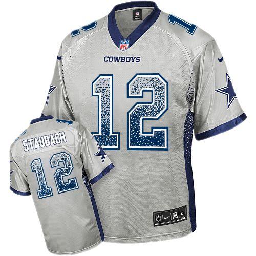 Nike Dallas Cowboys 12 Roger Staubach Grey Drift Fashion Elite NFL Jerseys Cheap