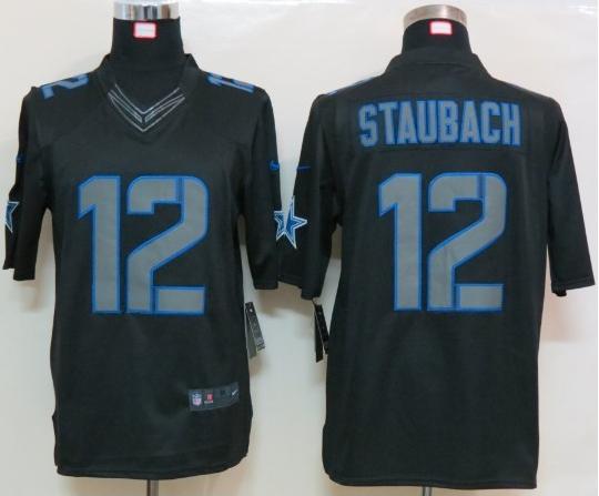 Nike Dallas Cowboys 12 R Staubach Black Impact Game LIMITED NFL Jerseys Cheap