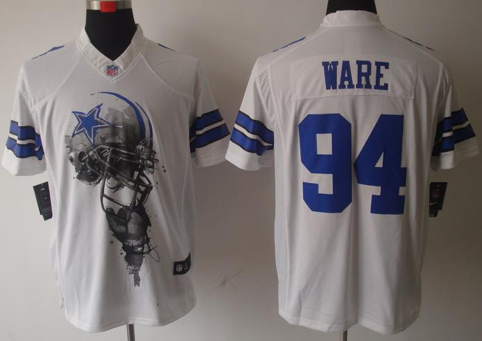 Nike Dallas Cowboys #94 DeMarcus Ware White Helmet Tri-Blend Limited NFL Jersey Cheap