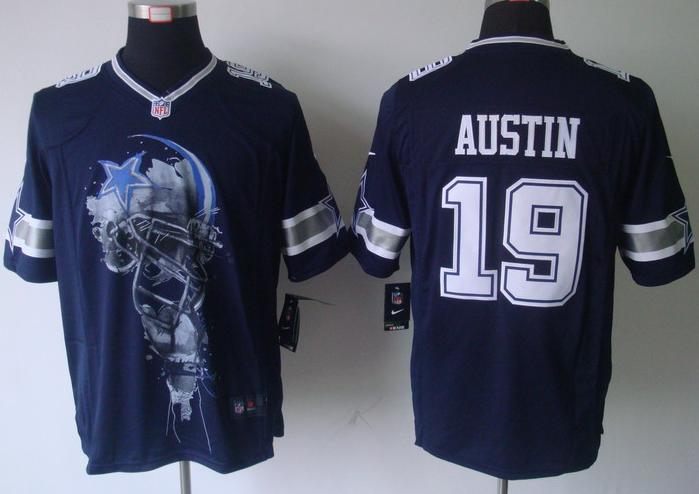 Nike Dallas Cowboys 19# Miles Austin Blue Helmet Tri-Blend Limited NFL Jersey Cheap