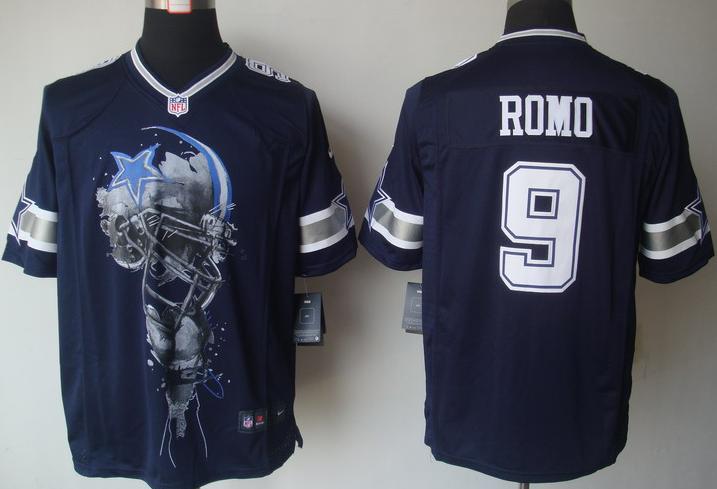 Nike Dallas Cowboys 9# Tony Romo Blue Helmet Tri-Blend Limited NFL Jersey Cheap