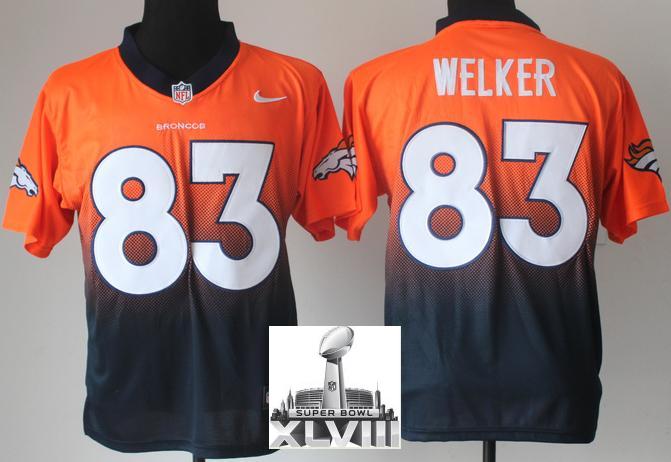Nike Denver Broncos 83 Wes Welker Orange Blue Drift Fashion II Elite 2014 Super Bowl XLVIII NFL Jerseys Cheap